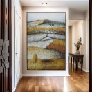 Wheat Fields Painting Original Abstract Wall Art