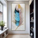 Feather Painting on Canvas for Room Decor