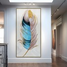 Feather Painting on Canvas for Room Decor