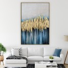 Blue and Gold Painting on Canvas for Wall Decor