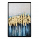 Blue and Gold Painting on Canvas for Wall Decor